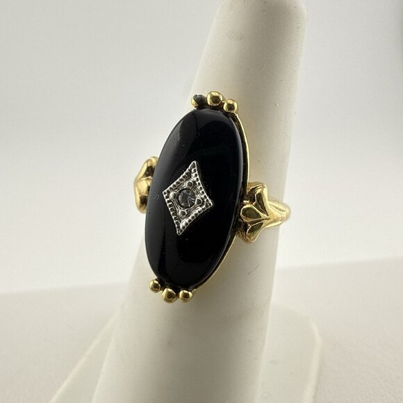 Avon Jewelry - Vintage Avon Ring Black Onyx Victorian Collection 1983 Pinky Ring sz 4.75-5